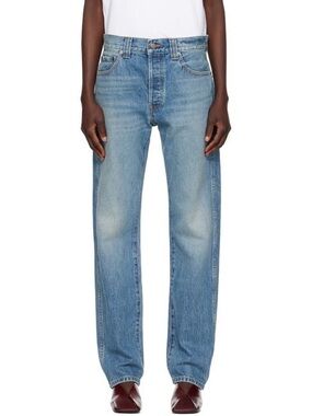 KHAITE Callum S25 Relaxed Straight Taper Rigid Denim Jeans Medium Blue Women 31